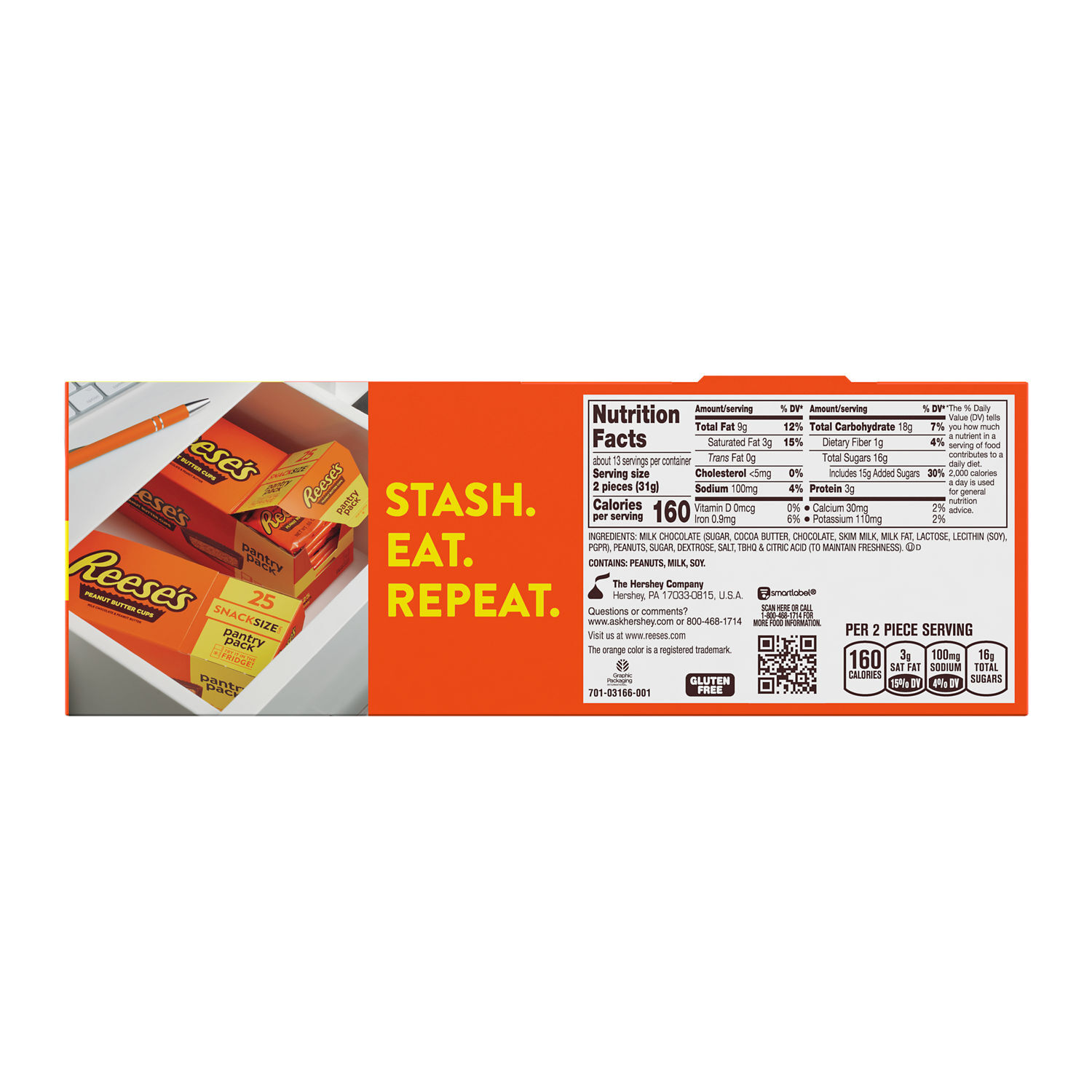 REESE’S Milk Chocolate Peanut Butter Cup Snack Size Pantry Pack 25ct Candy Box - THE HERSHEY COMPANY