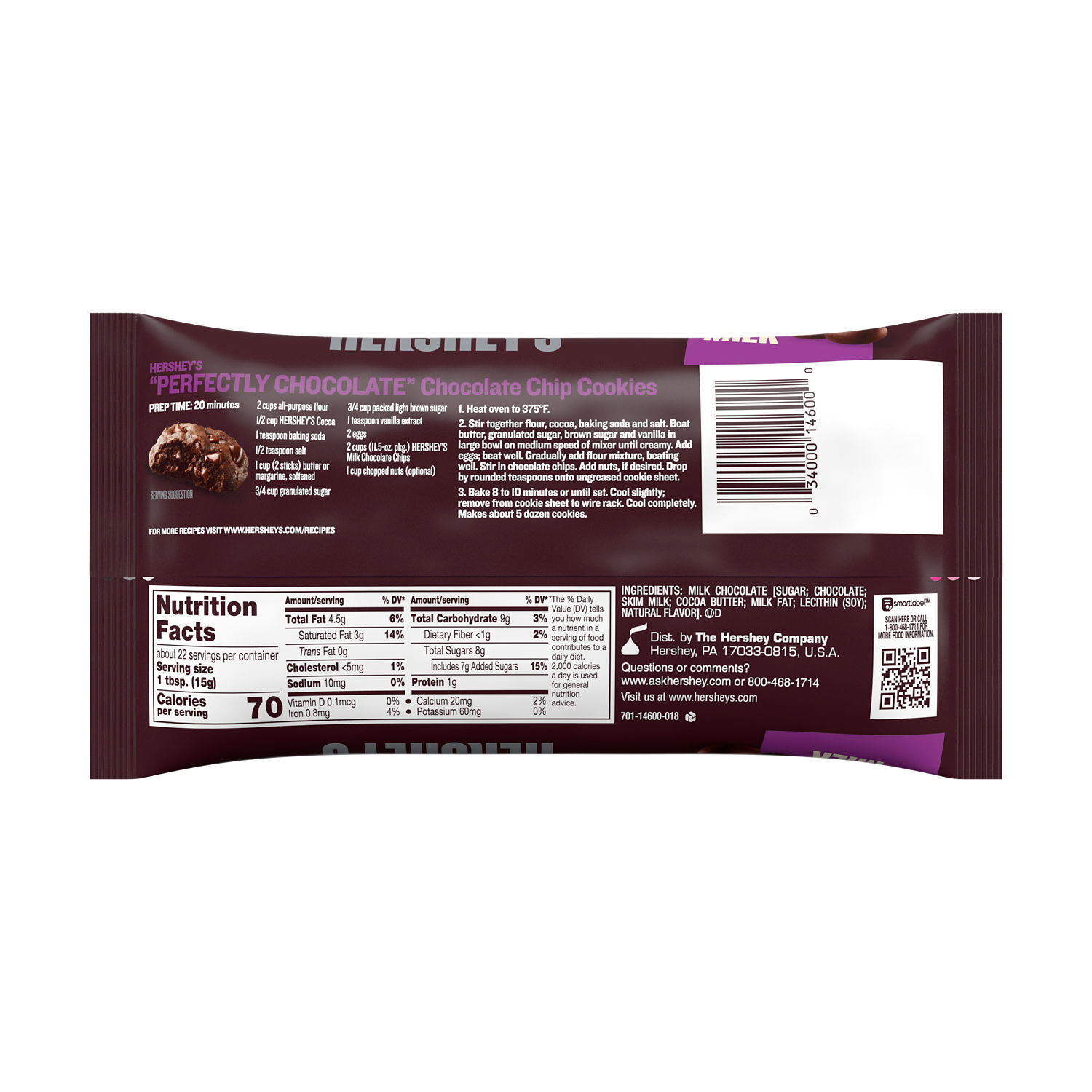 HERSHEY’S Kitchens Milk Chocolate Baking Chips 11.5oz Candy Bag - THE HERSHEY COMPANY